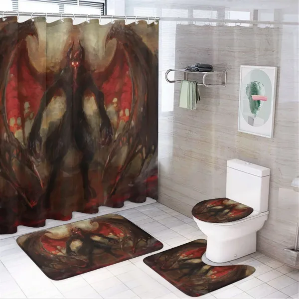 Devil Wings Flame on a shower curtain