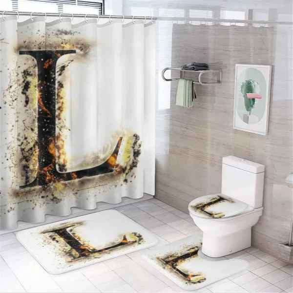 Fire Letter Capital L on a shower curtain