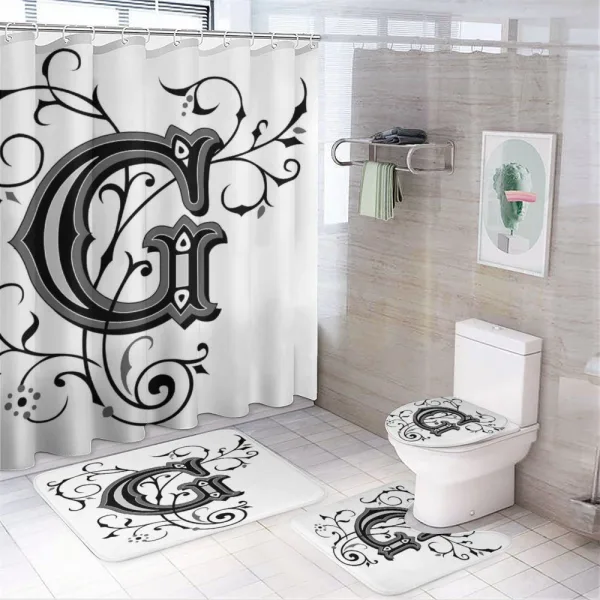 G Font on a shower curtain