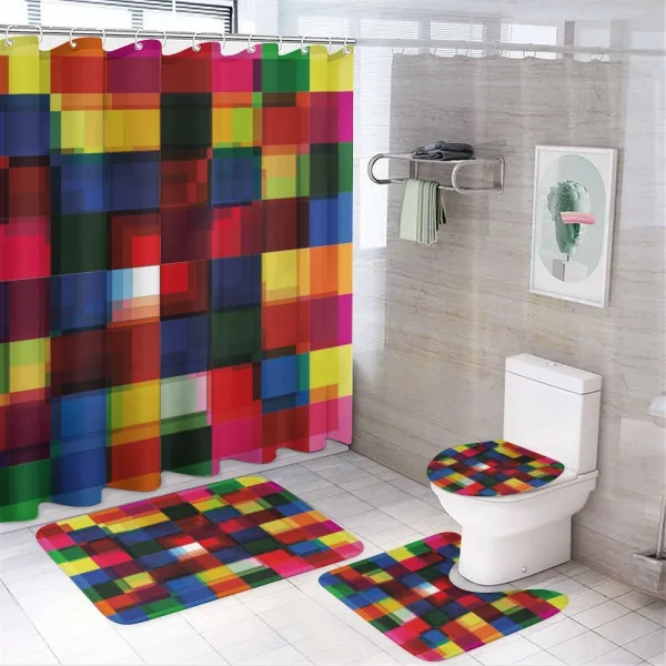 Halftoned Mosaic Tile on a shower curtain