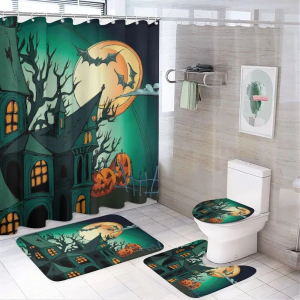 Halloween Haunted Castle on a shower curtain