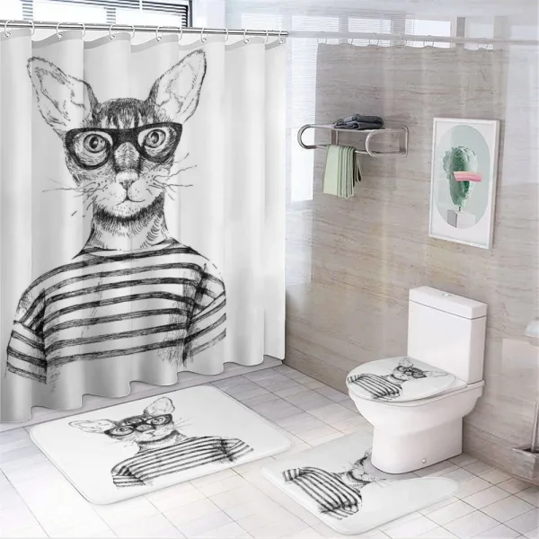 Hipster New Age Cat on a shower curtain