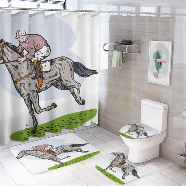 Horse Racing Sketch on a shower curtain