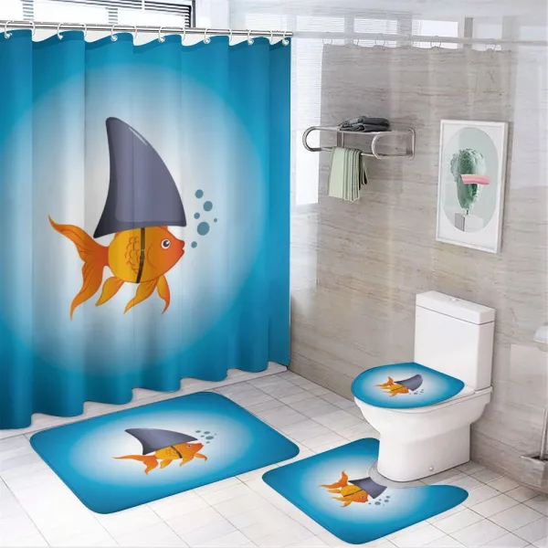 Little Fish Wearing Fin on a shower curtain