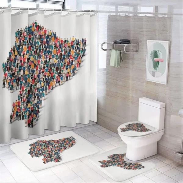 Map Created with People on a shower curtain