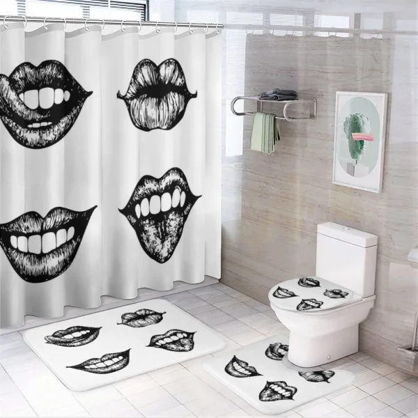 Monochrome Sketch Style on a shower curtain