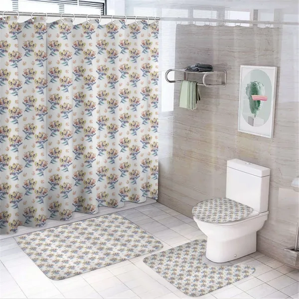 Nostalgic Pattern Soft Bouquets on a shower curtain