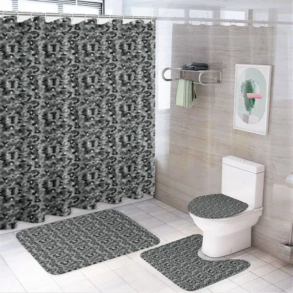 Pixel Art Illustration on a shower curtain