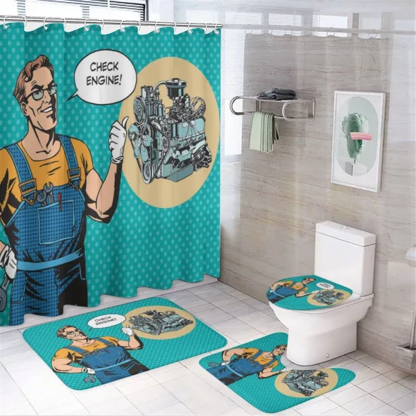 Pop Art Repairman on a shower curtain