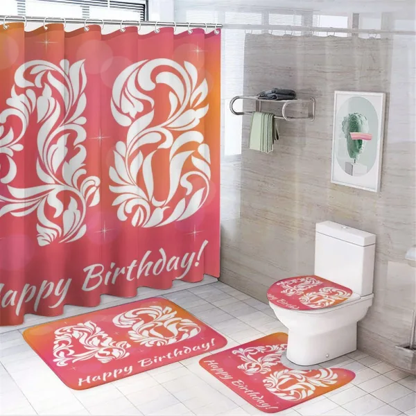 Retro Swirl Numbers on a shower curtain
