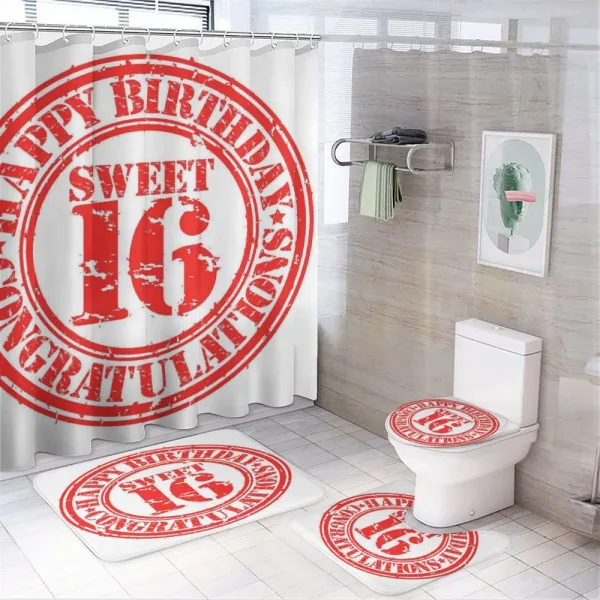 Rubber Stamp Greeting on a shower curtain