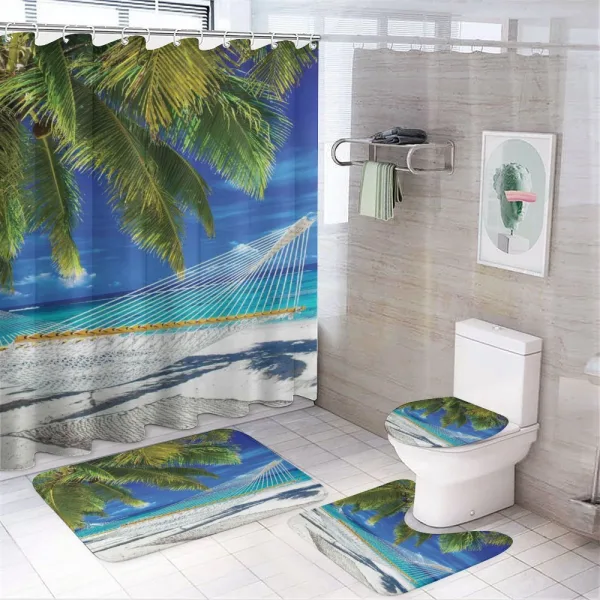 Sandy Palm Coconut Sea on a shower curtain
