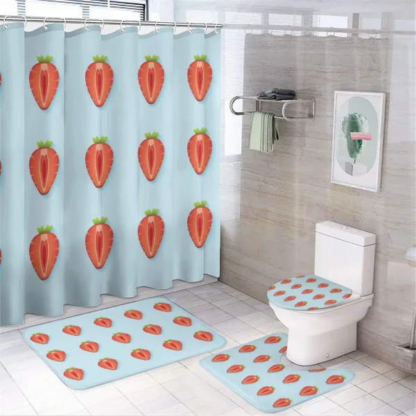 Symmetric Halved Strawberry on a shower curtain