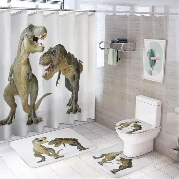 T-Rex Pair Predators on a shower curtain