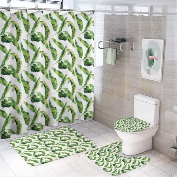 Watercolor Summer Leaves on a shower curtain