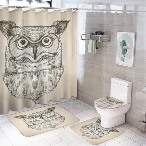 Wildlife Animal Head Sketch on a shower curtain