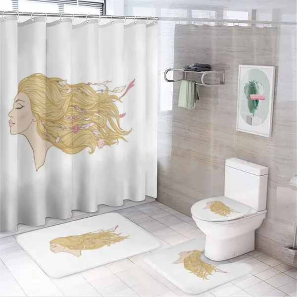 Young Lady with Hair Beads on a shower curtain