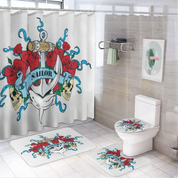 Anchor Bones Skeleton on a shower curtain