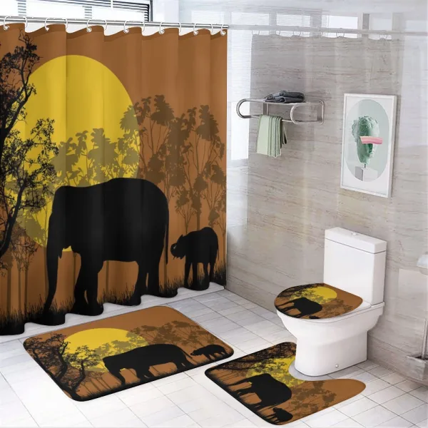 Animals and Trees on a shower curtain