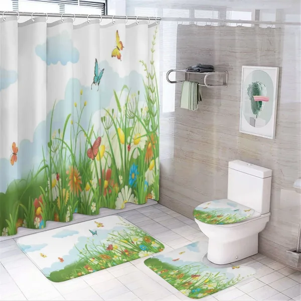 Clouds with Spring Meadow on a shower curtain