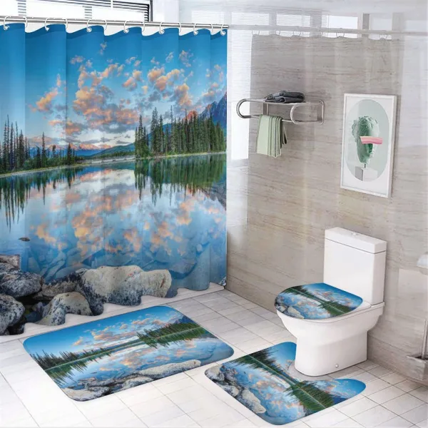 Golden Sunrise Scenery on a shower curtain