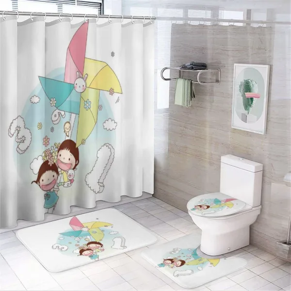 Happy Kids Playing on a shower curtain