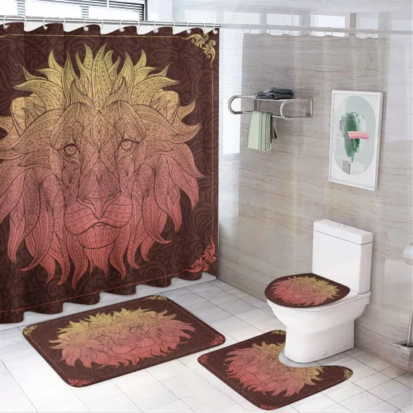 Lion Floral Ornate Art on a shower curtain