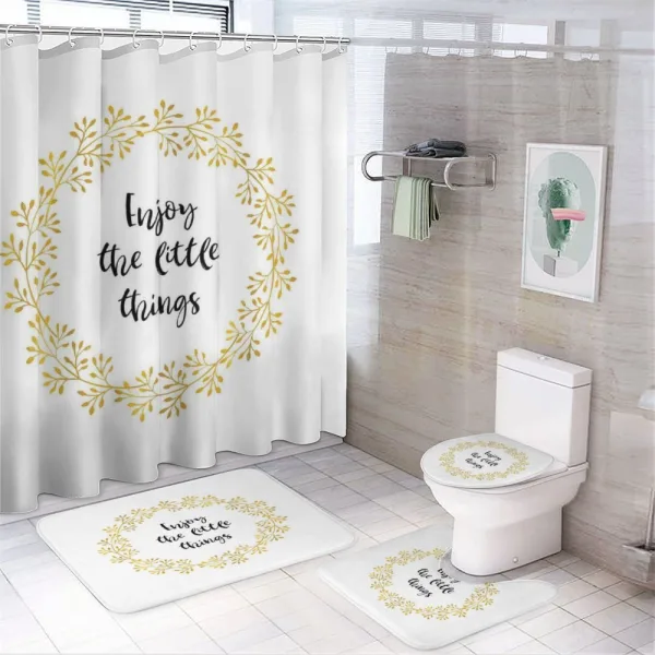 Monochrome Wreath Desgin on a shower curtain