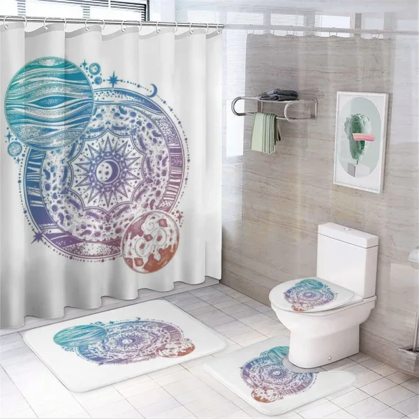 Moon and Planet on a shower curtain