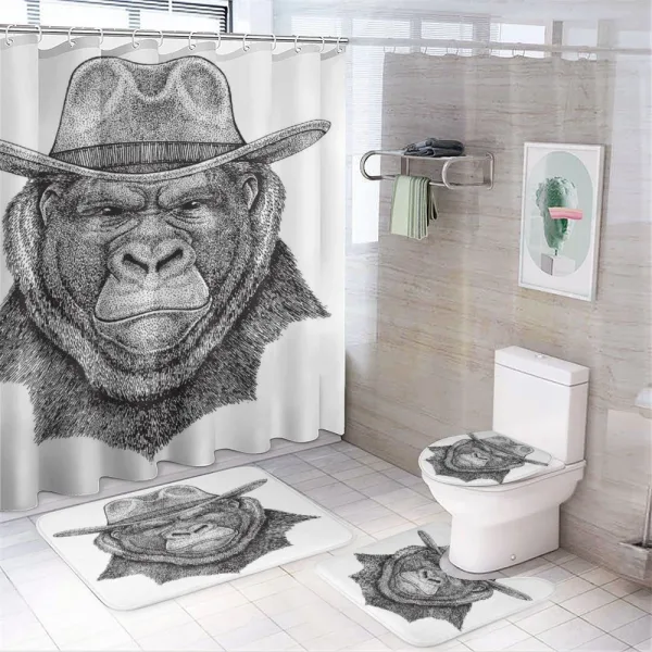 Old Monkey in a Cowboy Hat on a shower curtain