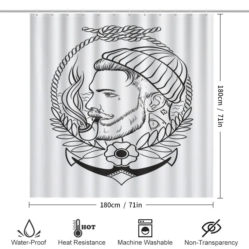Outline Sailor with Pipe — Detail 2