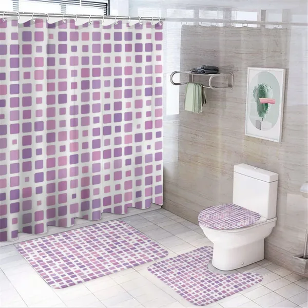 Random Ombre Square Tiles on a shower curtain