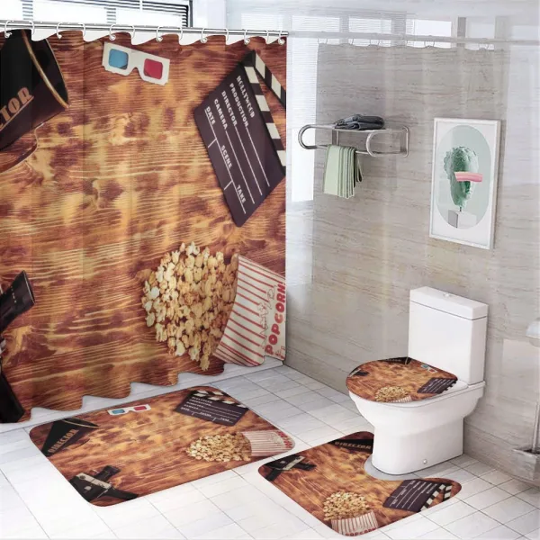 Retro Objects on a shower curtain