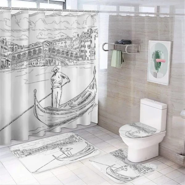 Rialto Bridge Gondola on a shower curtain