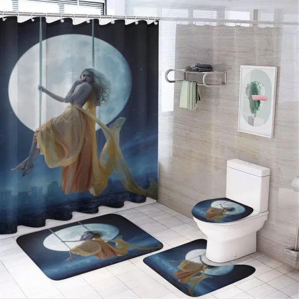 Swing in the Sky Moon on a shower curtain