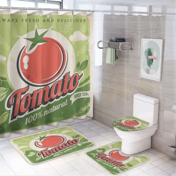 Vintage Tomato Poster on a shower curtain