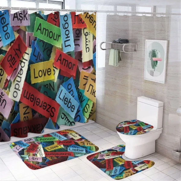 Words Composition Love on a shower curtain