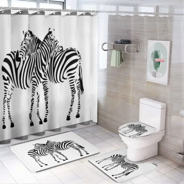 2 Zebras Silhouette on a shower curtain