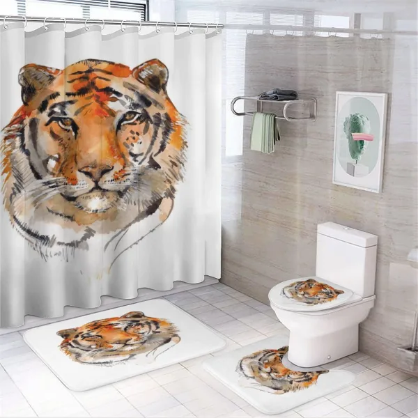 Calm Stare Watercolor Art on a shower curtain