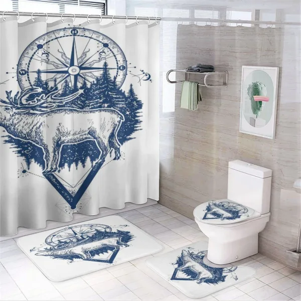 Deer Compass Ethnic on a shower curtain