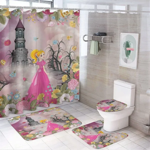 Fairy Tale Theme Cartoon on a shower curtain