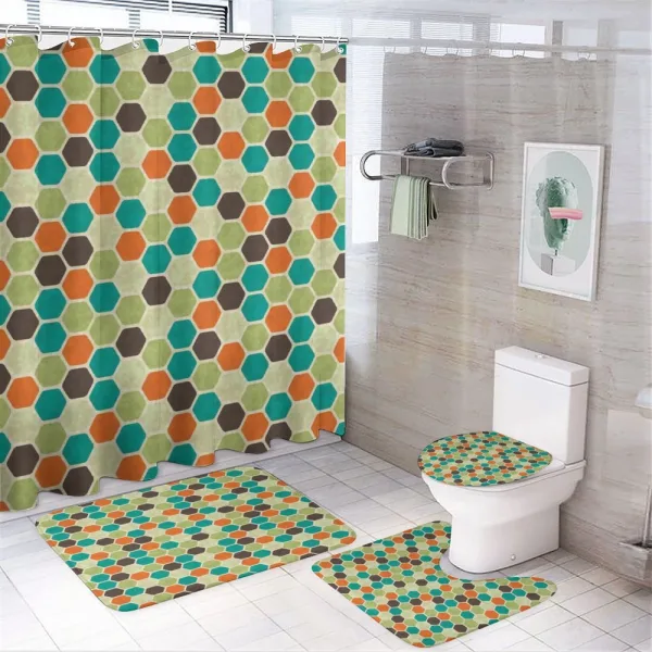 Grunge Colorful Hexagons on a shower curtain