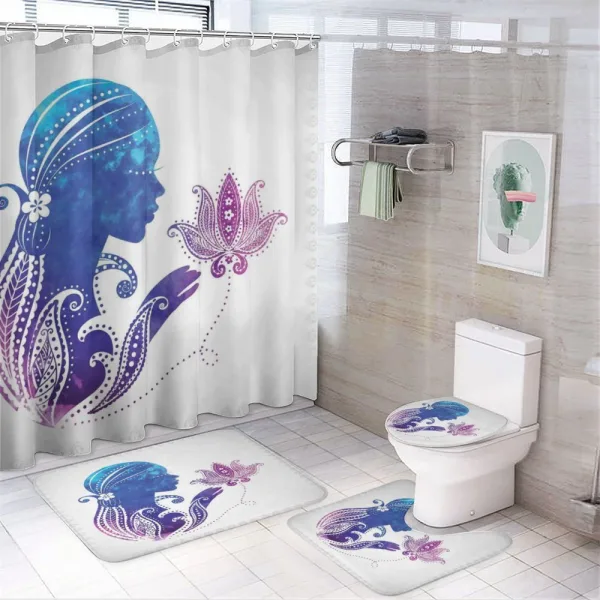 Lady with Floral Hair on a shower curtain