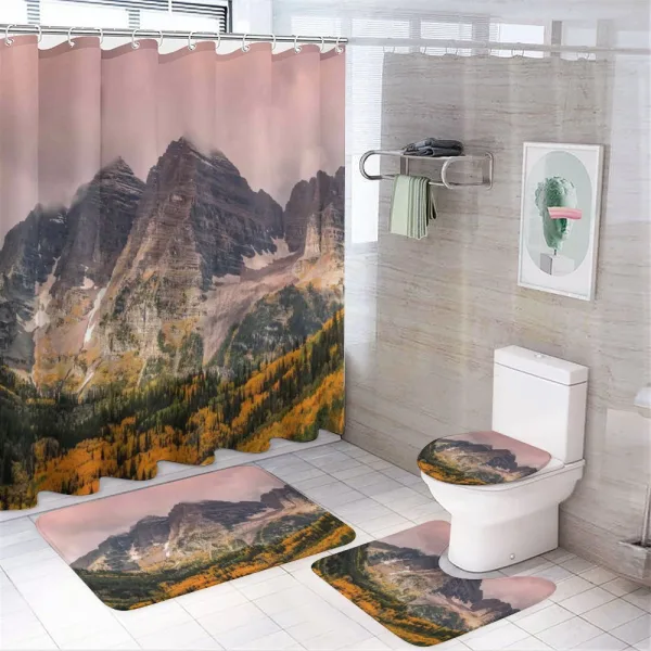 Mountain Forest Scenery on a shower curtain