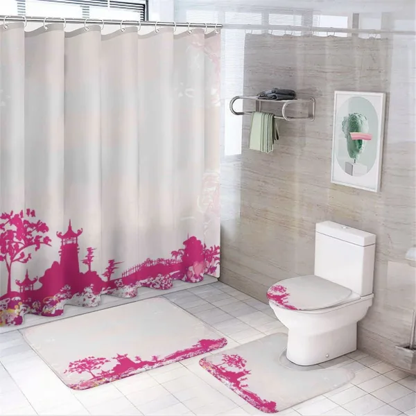 Pagoda in Vivid Colors on a shower curtain