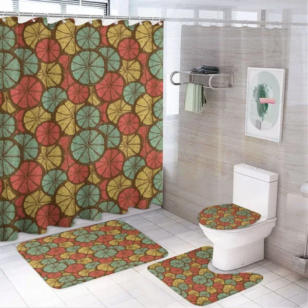 Retro Style Sketch Oranges on a shower curtain