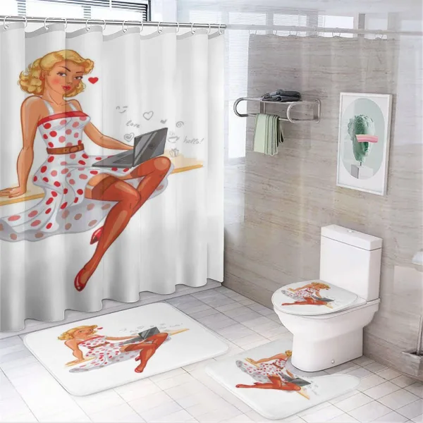Short Hair Blondie on a shower curtain