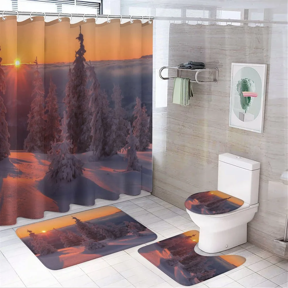 Sunset Snowy Pine Trees — Your design