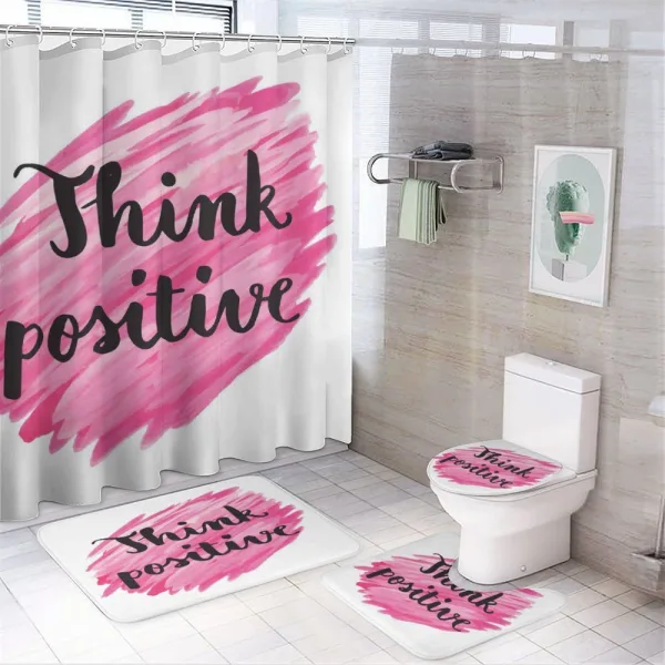 Text Pink Strokes on a shower curtain