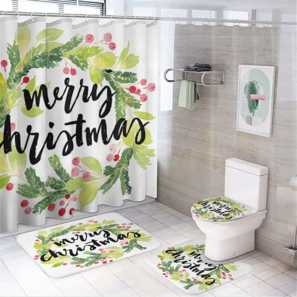 Watercolor Wreath on a shower curtain